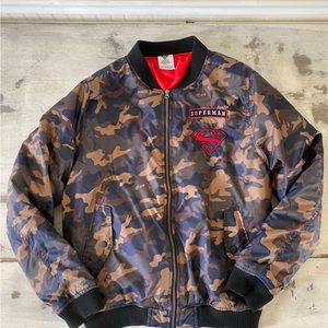 Superman mens camo bomber style jacket